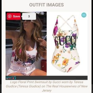 Gucci Logo Floral Print one piece swimsuit